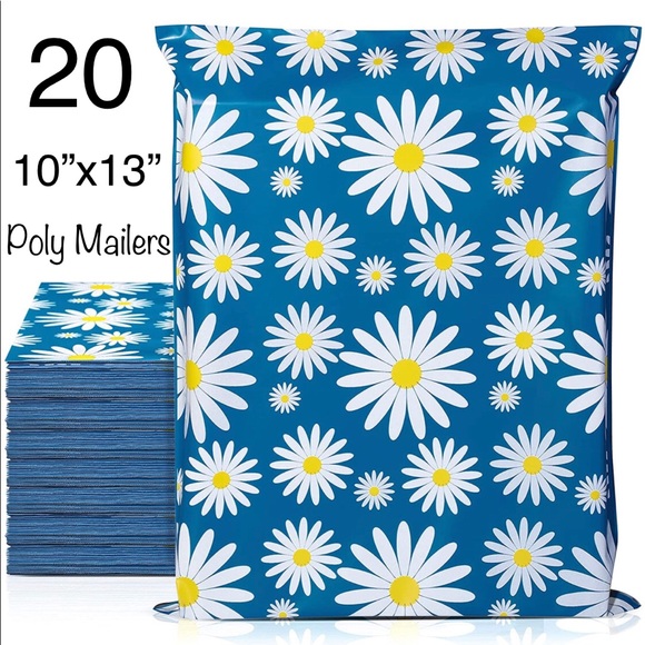 Other - (20) 10x13 Daisies Blue Poly Mailers